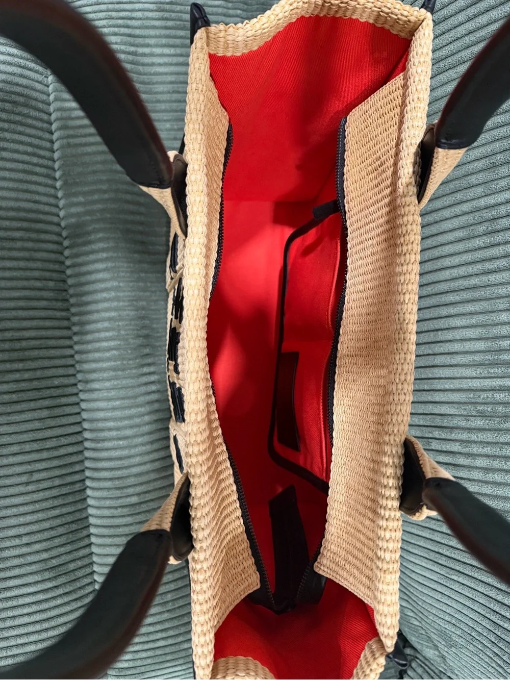 Marc Jacobs Natural Straw Tote with Black Trim
